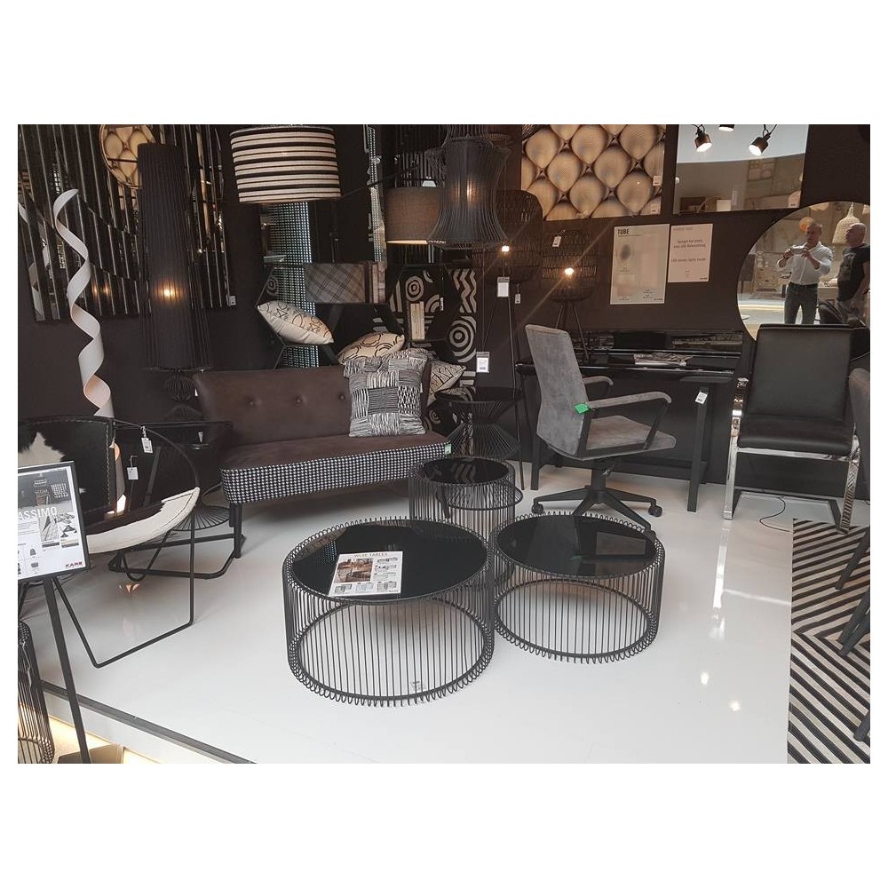 Set aus 2 schwarzen Wire-Couchtischen