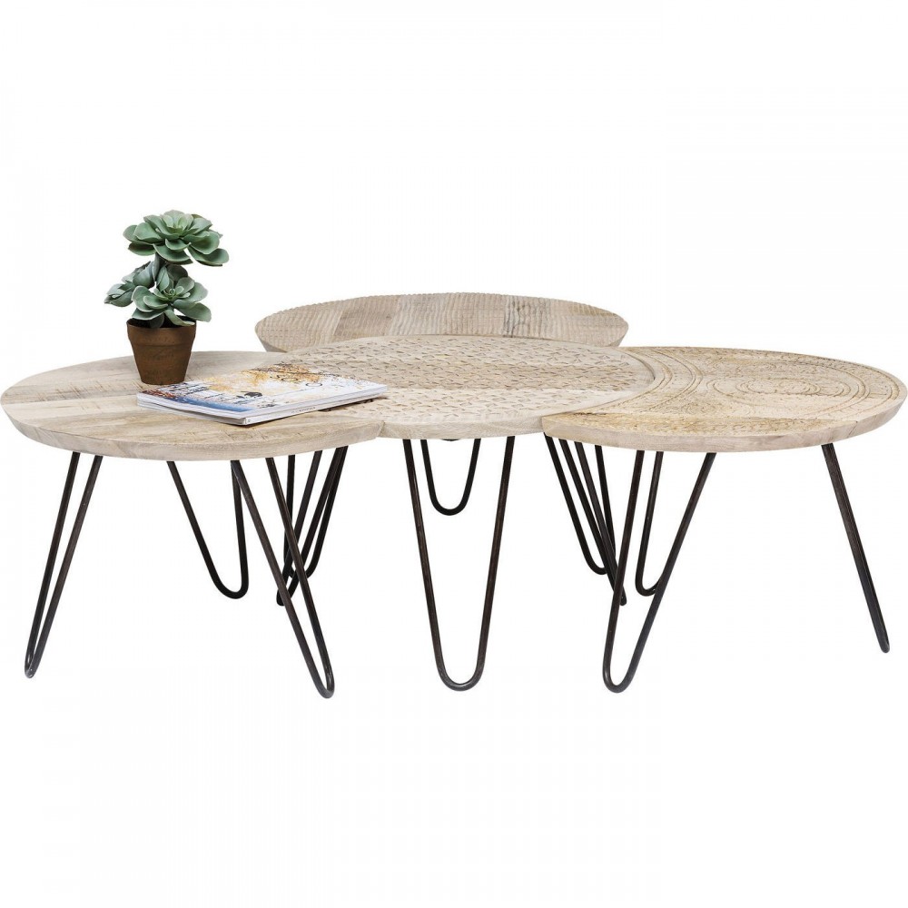 Conjunto de 3 Tabelas de nomeação em Luz étnica Light Wood Puro