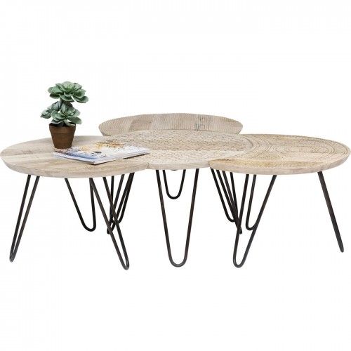 Conjunto de 3 Tabelas de nomeação em Luz étnica Light Wood Puro