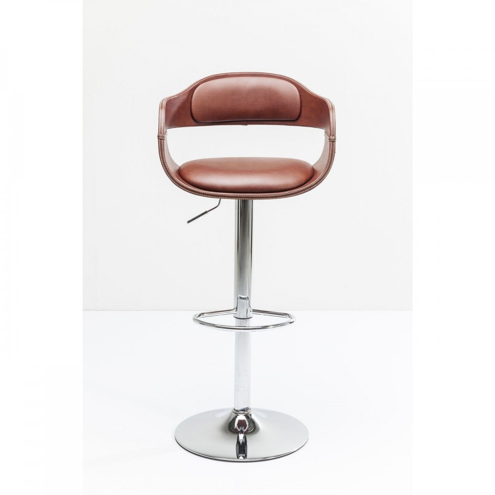 Tabouret de bar Monaco marron KARE Design — vue de face, vue frontale rapprochée