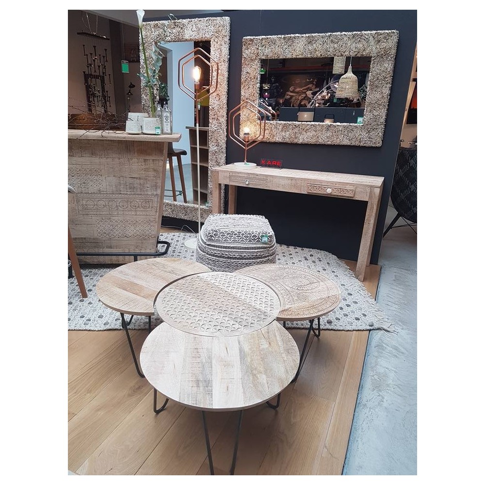 Conjunto de 3 Tabelas de nomeação em Luz étnica Light Wood Puro