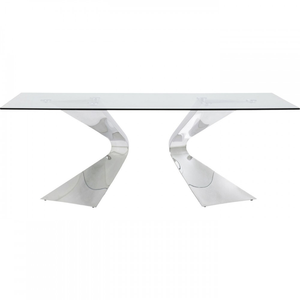 TABLE A MANGER DESIGN VERRE ET CHROME 200 CM GLORIA KARE DESIGN