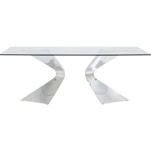 Eettafel ontwerp glas en chroom 200 cm gloria kare ontwerp