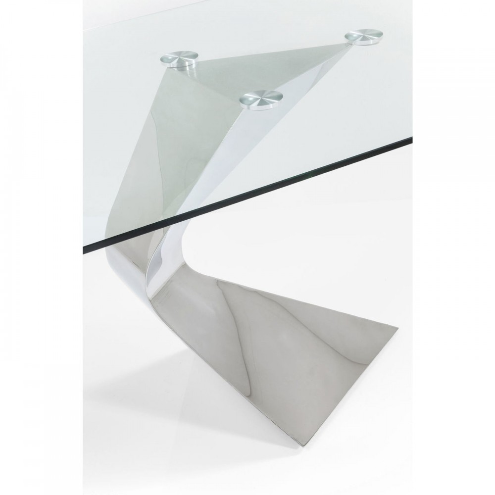 DESIGNER GLASS AND CHROME DINING TABLE 200 CM GLORIA KARE DESIGN