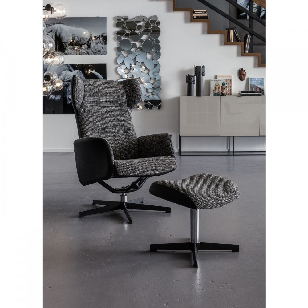 FAUTEUIL DESIGN AVEC REPOSE PIEDS GRIS ET NOIR OHIO KARE DESIGN