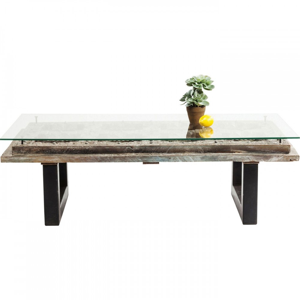Moderna mesa de café esculpia e vidro khalif kare design