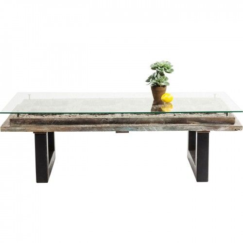 Moderna mesa de café esculpia e vidro khalif kare design