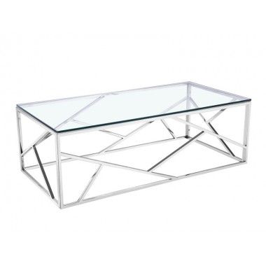 Tabela de café 120 cm Vidro transparente e Chrome Namur DRIMMER