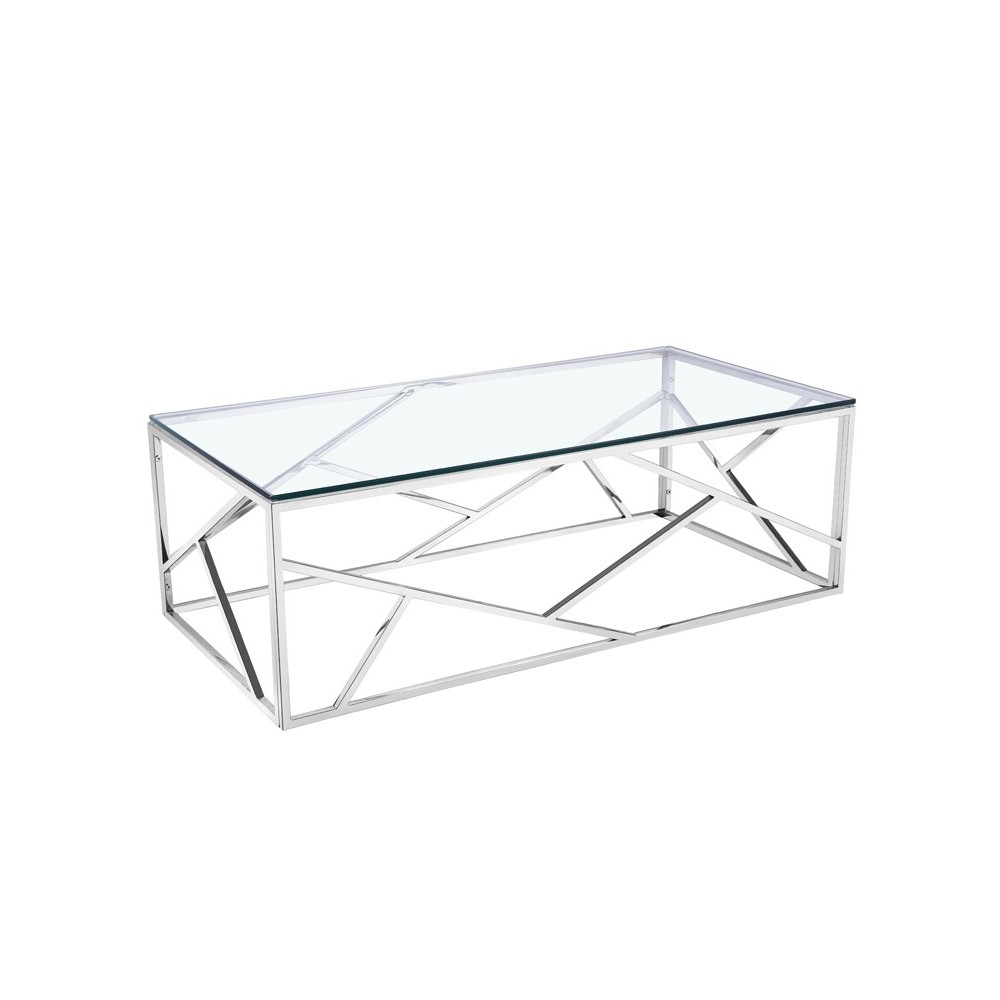 Tabela de café 120 cm Vidro transparente e Chrome Namur DRIMMER