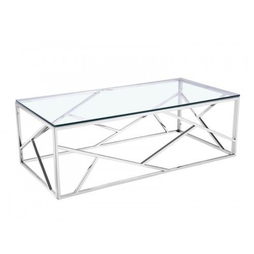 Tabela de café 120 cm Vidro transparente e Chrome Namur DRIMMER