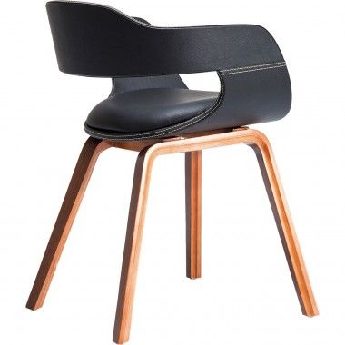 DESIGNERSTOEL IN ZWART LEER EN HOUT COSTA KARE DESIGN