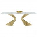 MESA DE COMEDOR DE DISEÑO CRISTAL Y ORO 200 CM GLORIA KARE DESIGN