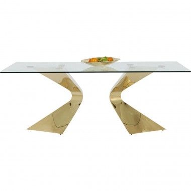 TABLE A MANGER DESIGN VERRE ET OR 200 CM GLORIA KARE DESIGN