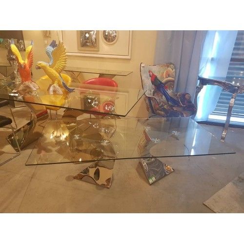 Design de design de mesa de jantar e cromo 200 cm gloria kare design