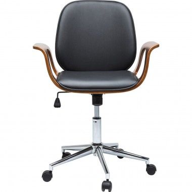 Cadeira do escritório com madeira e design de rodízios pretos 