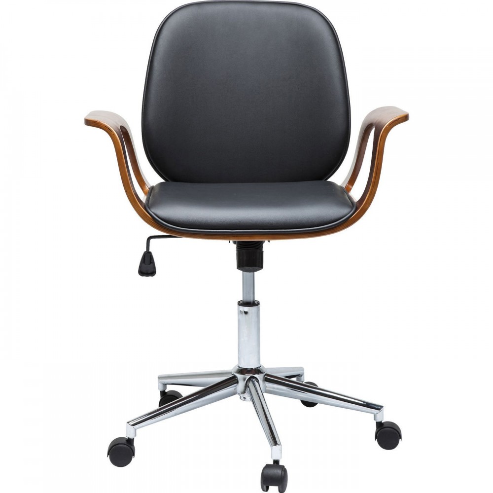 Cadeira de escritório Patron preta nogueira KARE Design — vista frontal