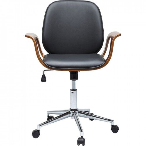 Cadeira de escritório Patron preta nogueira KARE Design — vista frontal