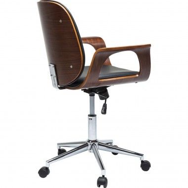 Cadeira do escritório com madeira e design de rodízios pretos  2
