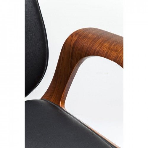 KARE Design Patron bureaustoel zwart walnoot — close-up van de armleuning