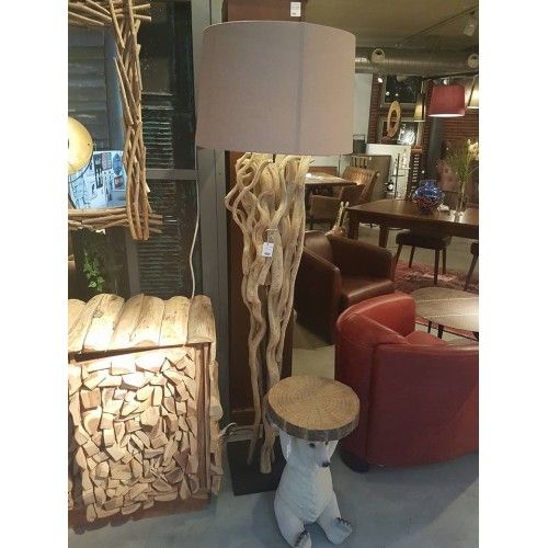 TRENDY VLOERLAMP NATUURLIJKE HOUT POOT SCULPTRA KARE DESIGN