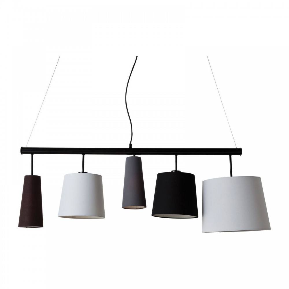 Suspensão 5 Lampshade preto e branco 140 cm Parcecchi Kare Design