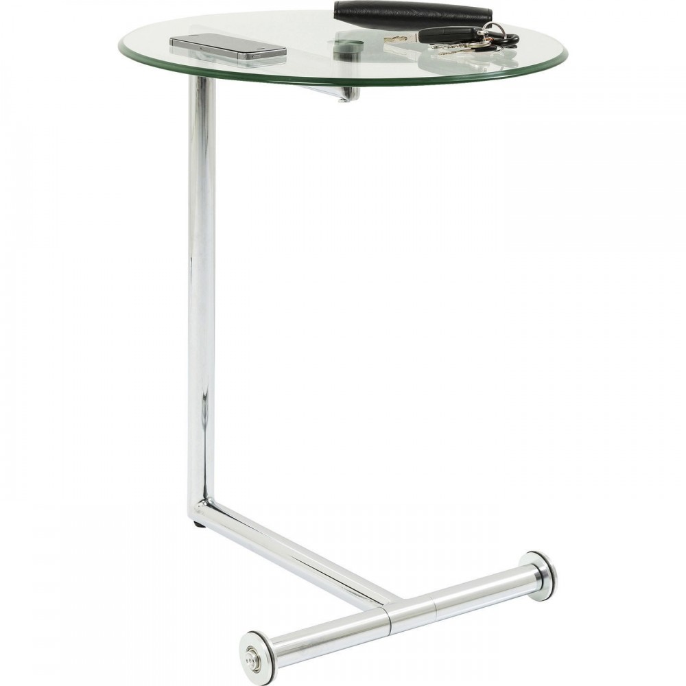 Mesa lateral em vidro e cromo design de kare de vida fácil