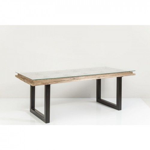 200 CM ESSTISCH AUS GESCHNITZTEM HOLZ UND GLAS KARE DESIGN