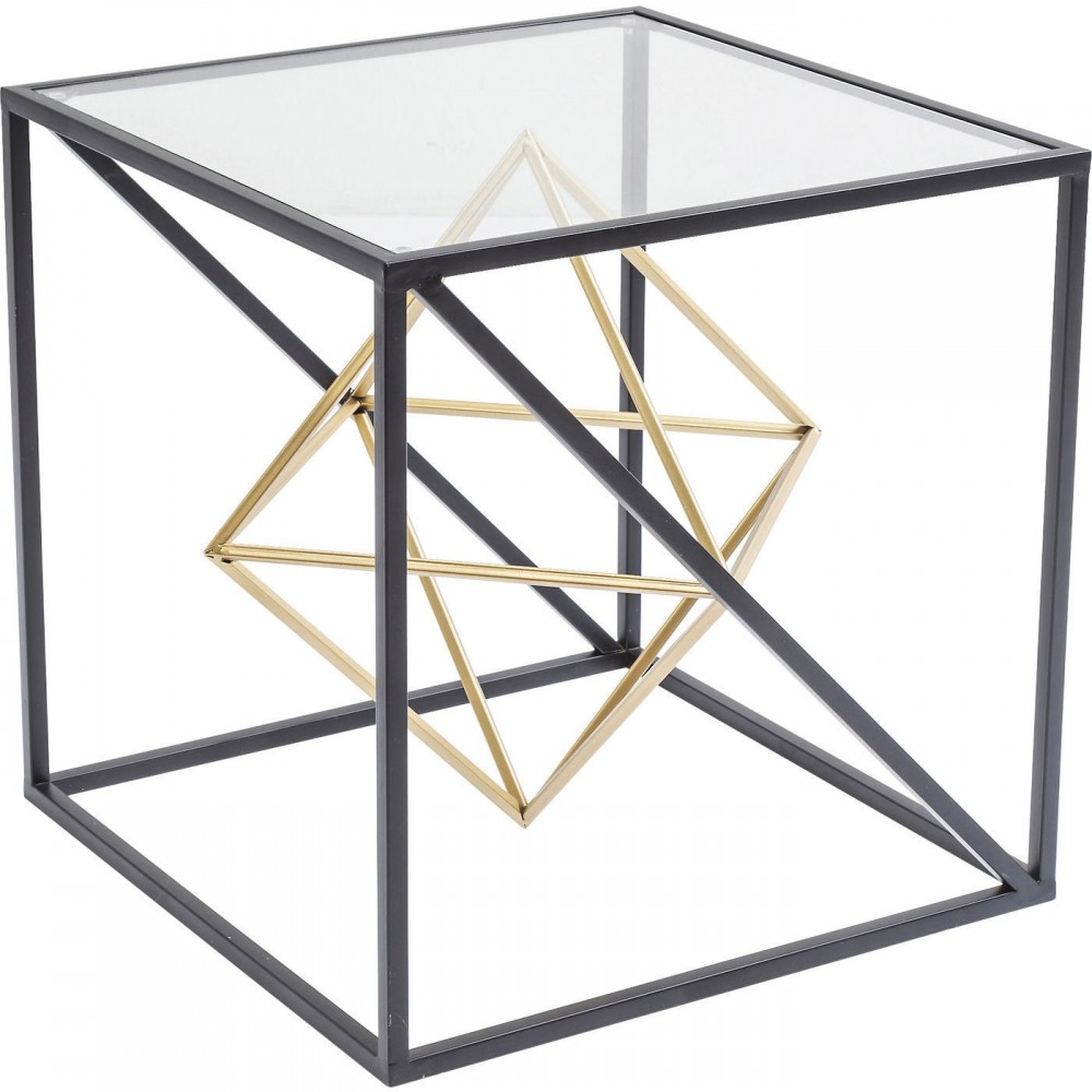 TABLE D'APPOINT 45 X 45 CM ACIER NOIR ET OR PRISMA KARE DESIGN