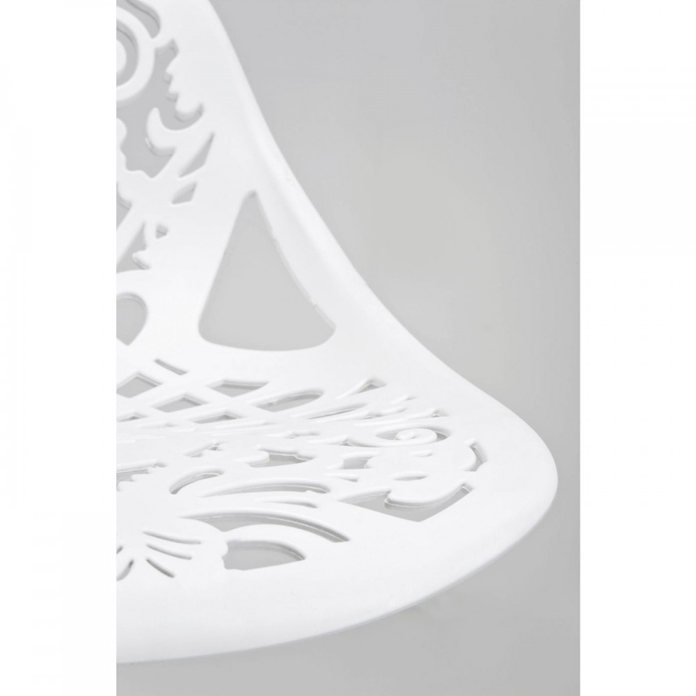 Tabouret de bar Ornament blanc KARE Design — vue rapprochée de l’assise, sur le motif blanc