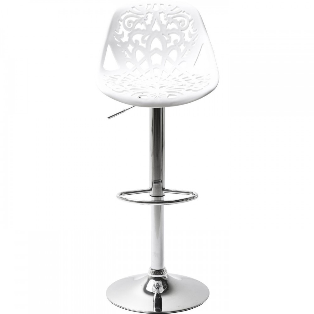 Banco de bar Ornament branco KARE Design — vista frontal, vista centrada