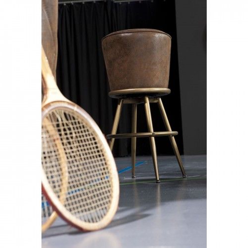 TABOURET EFFET CUIR VINTAGE MARRON ET OR LADY ROCK KARE DESIGN