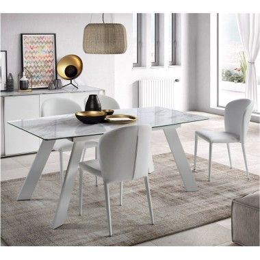 KERAMIKTISCH 180-225 CM MARMOREFFEKT WEISSER MARMOR CAMINO A CASA 2