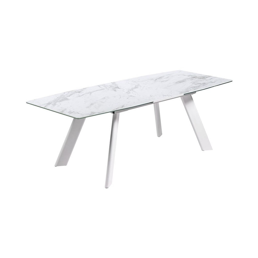 CERAMIC TABLE 180-225 CM MARBLE EFFECT WHITE MARBLE CAMINO A CASA