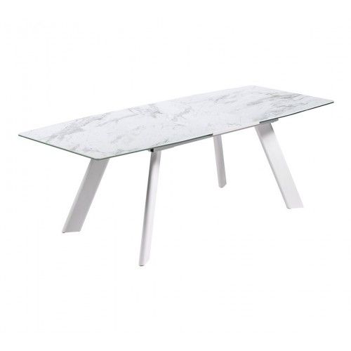 KERAMIKTISCH 180-225 CM MARMOREFFEKT WEISSER MARMOR CAMINO A CASA