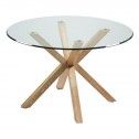 Table ronde verre et bois IDOL 120 cm