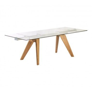 DESIGNER EETTAFEL 160-240 CM HOUT EN GLAZEN BERG CAMINO A CASA