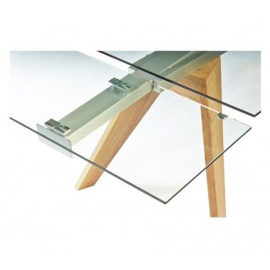 DESIGNER EETTAFEL 160-240 CM HOUT EN GLAZEN BERG CAMINO A CASA