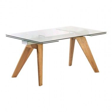 DESIGNER EETTAFEL 160-240 CM HOUT EN GLAZEN BERG CAMINO A CASA