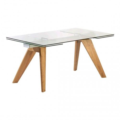 DESIGNER EETTAFEL 160-240 CM HOUT EN GLAZEN BERG CAMINO A CASA