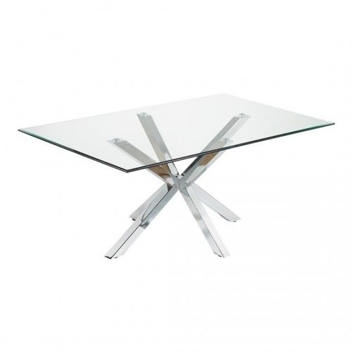 Mesa de jantar retangular 180 cm de vidro e cromo ídolo CAMINO A CASA