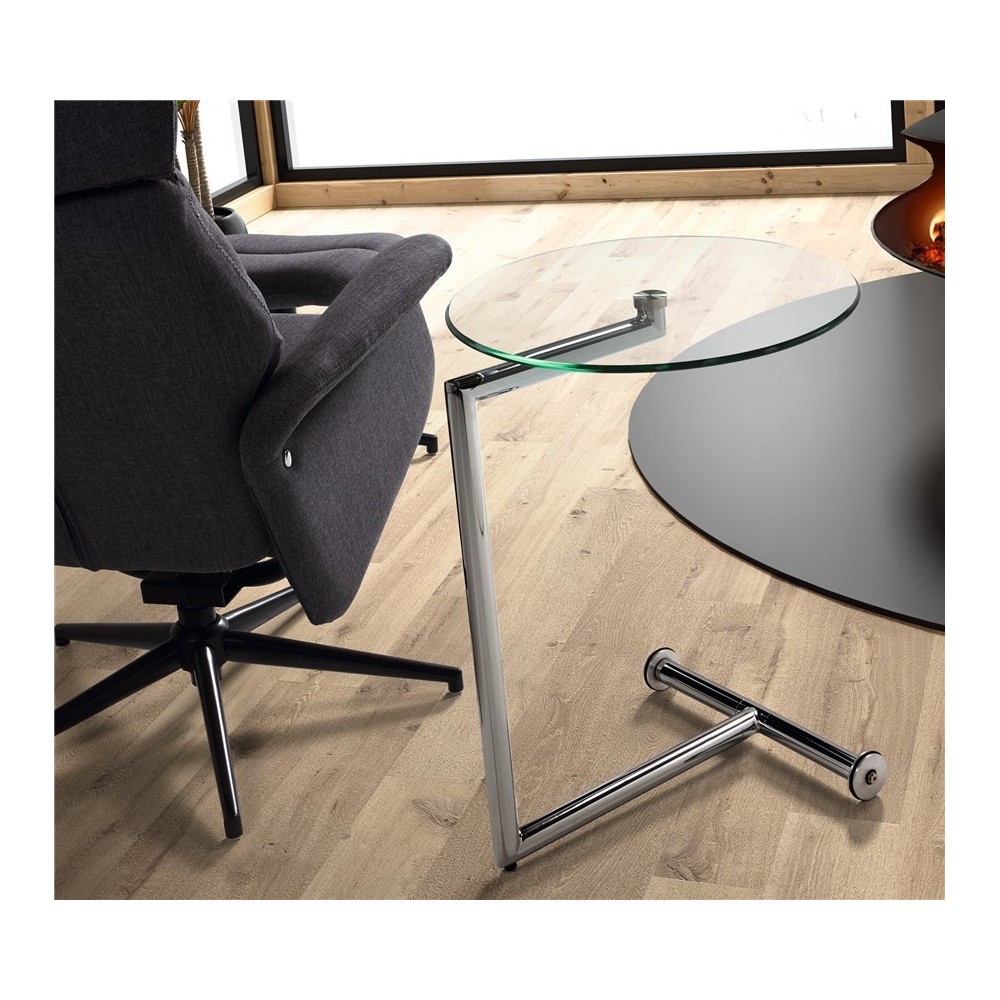 TABLE D'APPOINT EN VERRE ET CHROME EASY LIVING KARE DESIGN