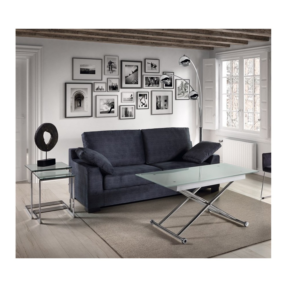 SET DE 2 TABLES D'APPOINTS VERRE ET CHROME NIDO TOMM CAMINO A CASA