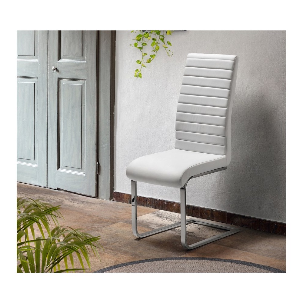 SILLA MODERNA SWING EFECTO PIEL BLANCA CAMINO A CASA