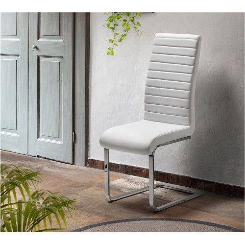 MODERNER SWING-STUHL IN WEISSEM LEDER CAMINO A CASA