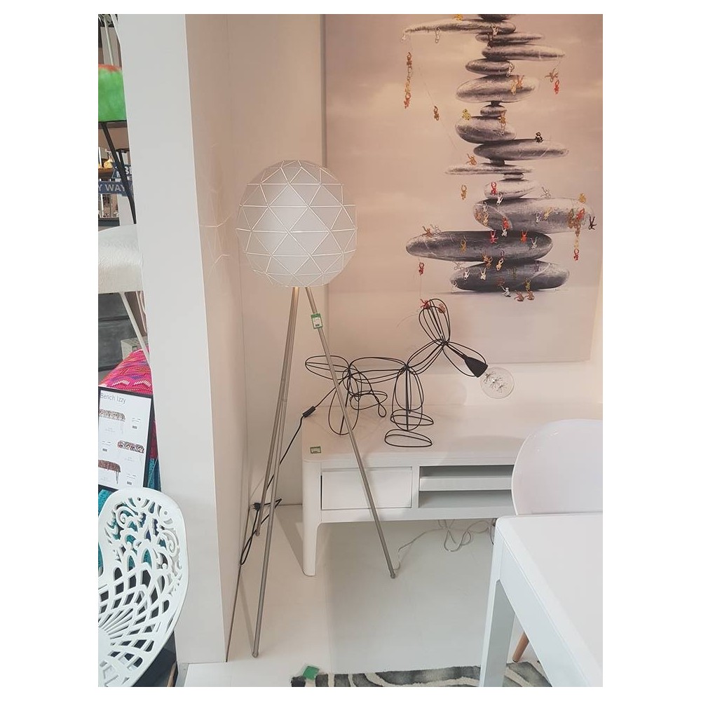 LAMPADAIRE DESIGN ACIER BLANC TRIANGLE KARE DESIGN