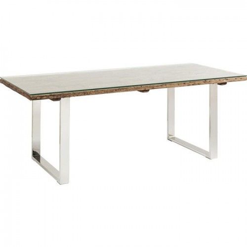Tabela de jantar e de aço de madeira 200 cm Rustico Kare Design