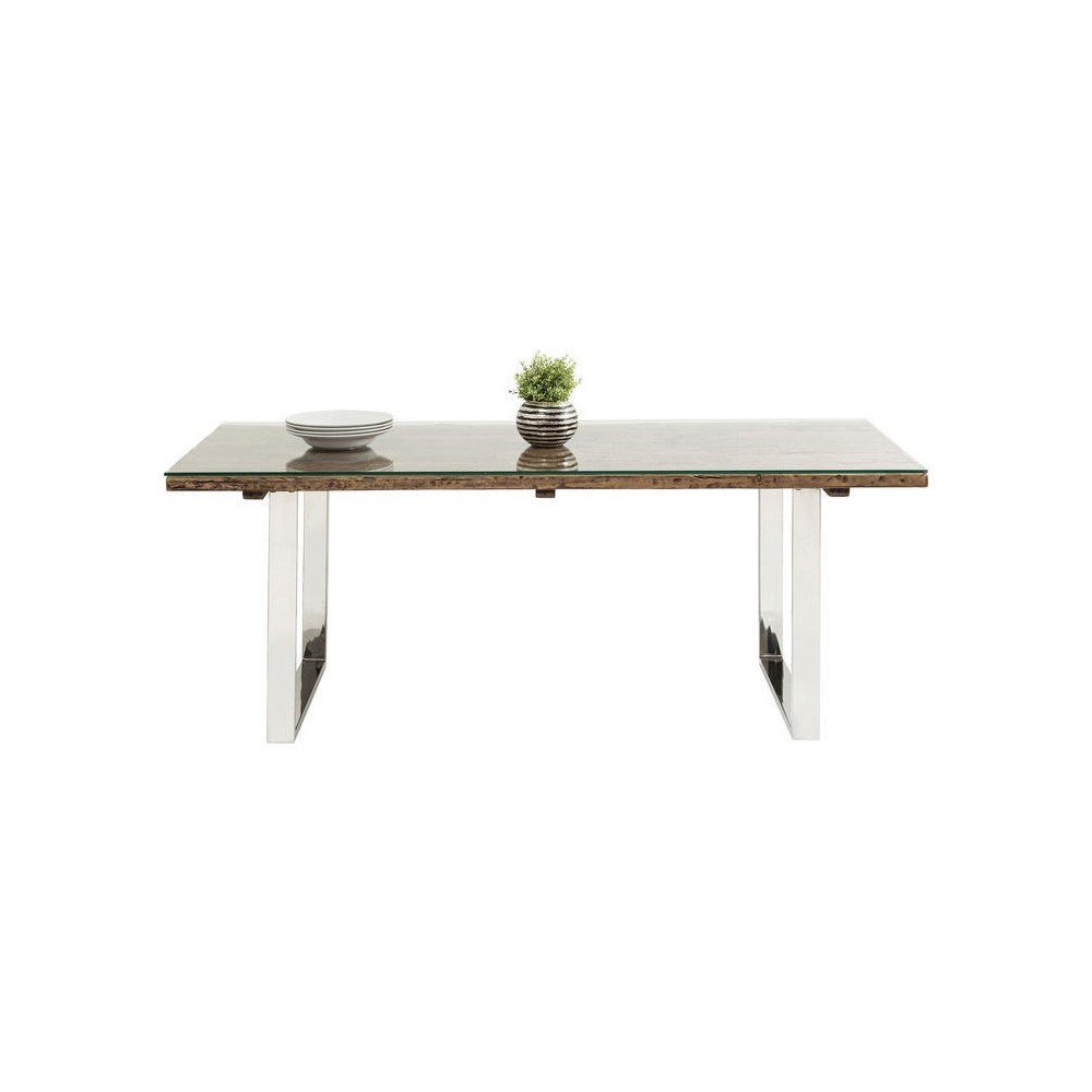 Tabela de jantar e de aço de madeira 200 cm Rustico Kare Design
