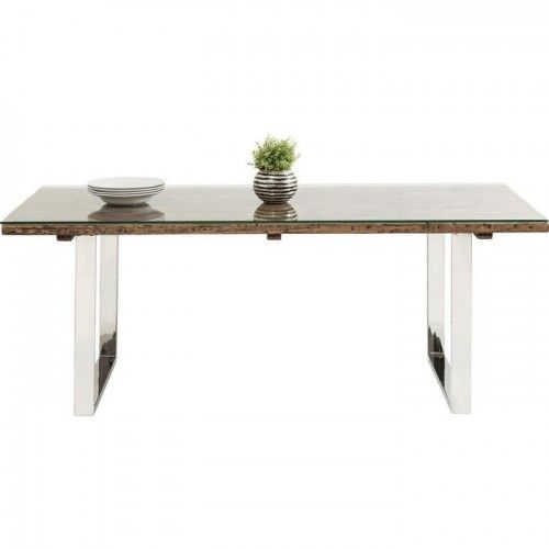 Tabela de jantar e de aço de madeira 200 cm Rustico Kare Design