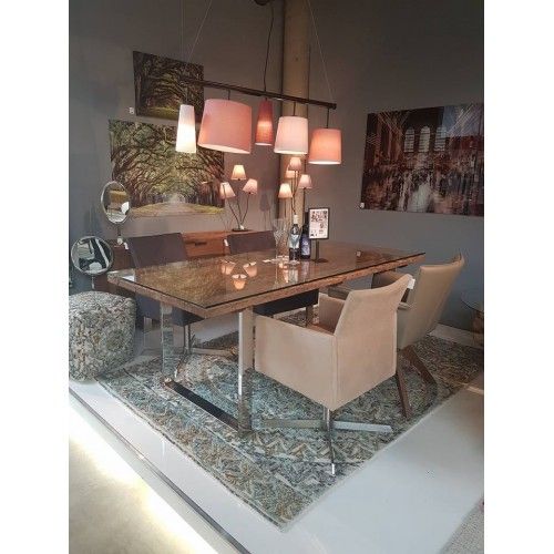 Tabela de jantar e de aço de madeira 200 cm Rustico Kare Design