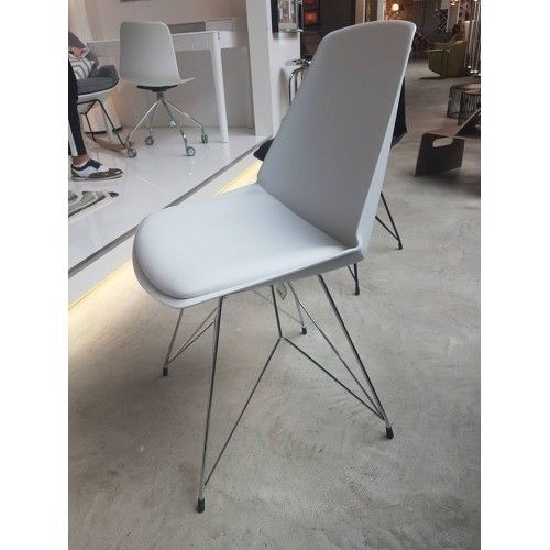 CHAISE DESIGN SIMILI CUIR BLANC WIRE KARE DESIGN